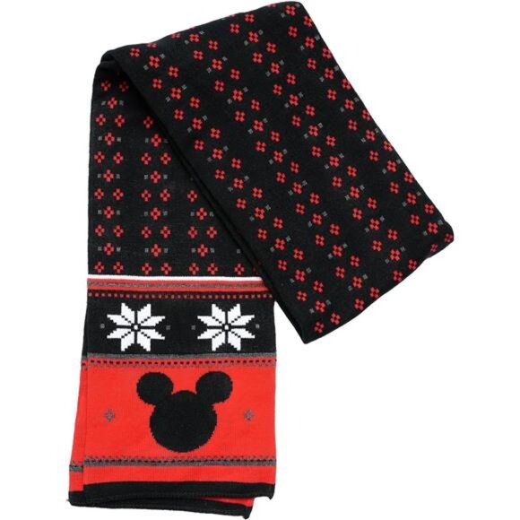 Disney Adult Scarf - Mickey & Minnie Mouse Skellington Print Knit Winter Scarf - Picture 2 of 7